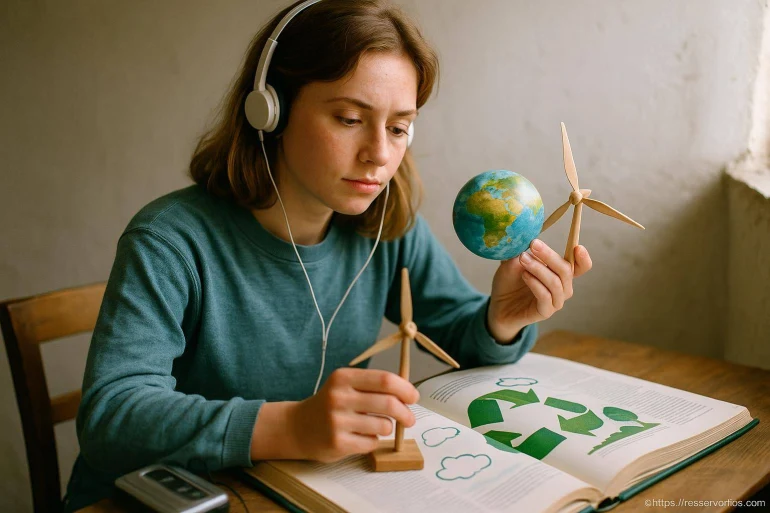 Jeune femme étudiant énergie renouvelable