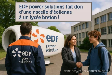 Edf power solutions fait don d'une nacelle d'éolienne à un lycée breton