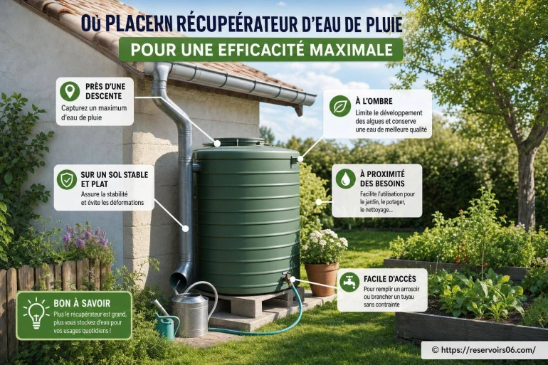 Où placer un récupérateur d'eau de pluie pour une efficacité maximale ?