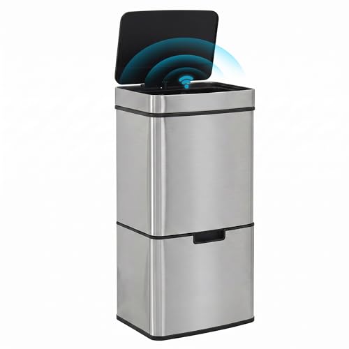 HOMCOM Poubelle de Cuisine Automatique Tri Sélectif 72L 42 x
