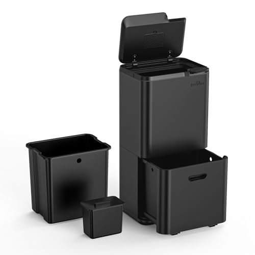 mVm Poubelle Cuisine Tri Sélectif 63 Litres,3 Compartiments,