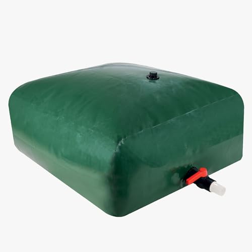 WERKA Pro - Cuve Citerne Souple 5000 litres en PVC 0,7mm, Résistante Aux Intempéries, avec Vanne 1/4 de Tour 1,5'' et Entrée d'eau 1'' - Couleur Vert 2,5x2x1M
