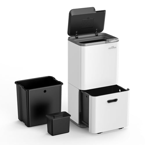 mVm Poubelle Cuisine Tri Sélectif 63 Litres,3 Compartiments,