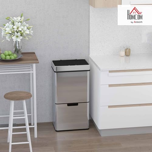 HOMCOM Poubelle de Cuisine Automatique Tri Sélectif 72L 42 x