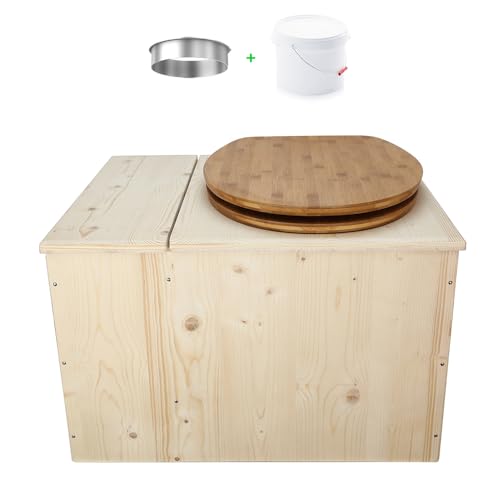 Toilette sèche en bois avec bac à copeaux intégré, bavette i