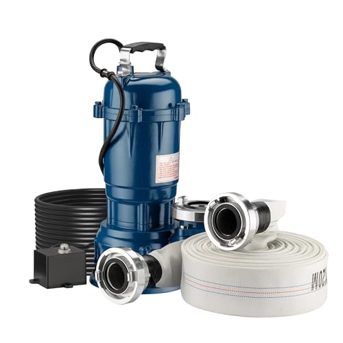 Wiltec Pompe pour Eaux usées Bleue 1500W Pompe submersible 1