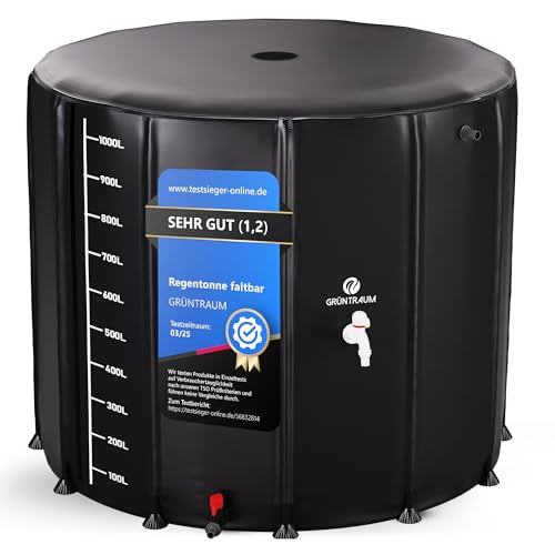 GRÜNTRAUM Récupérateur deau de pluie pliable 1000 l XXL - Gr