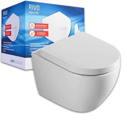 sanicomfort WC suspendu « Rivo » - Cuvette sans bord, avec s