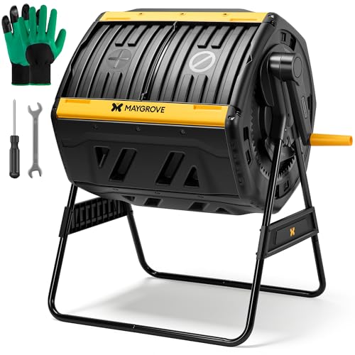 MAYGROVE Composteur 200L à 2 Compartiments Rotatif 360° Bac