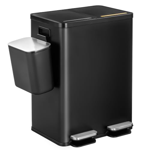 Hzuaneri Poubelle de Cuisine, 2 x 30L + 7L, Poubelle Tri Sél