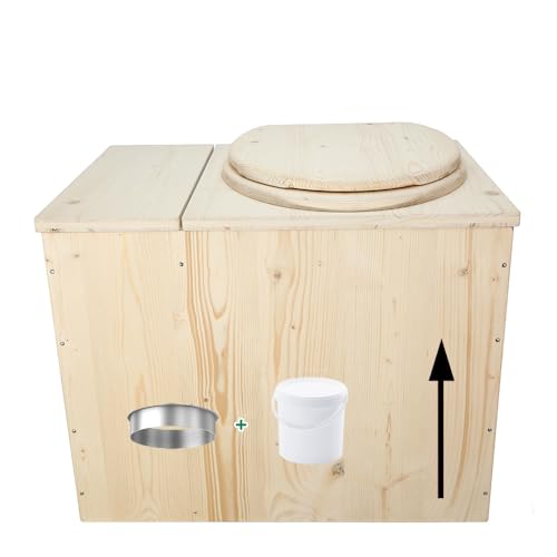 Toilette sèche rehaussée avec bac à copeaux de bois intégré,