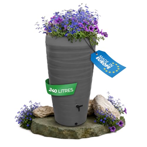 YourCasa Récupérateur deau de Pluie 240 L, Design Wave, Gris