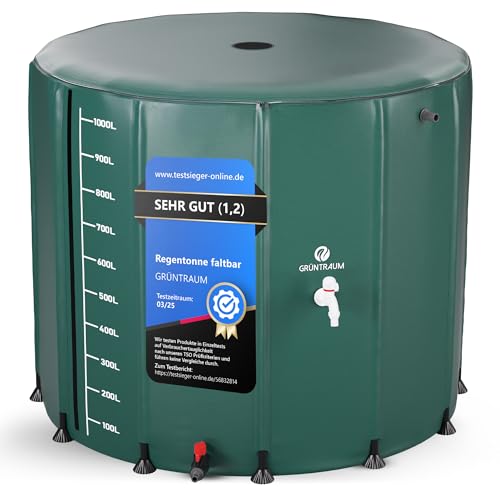 GRÜNTRAUM Récupérateur deau de pluie pliable 1000 l XXL - Gr