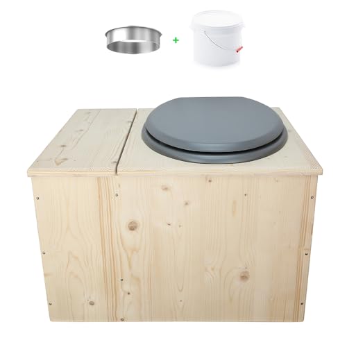 Toilette sèche en bois avec bac à copeaux intégré, bavette i