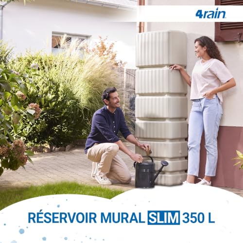 4rain Récupérateur deau de pluie slim 350 l beige sable - Ré