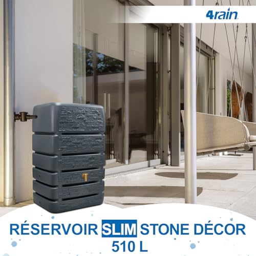 4rain Slim Stone Decor Recuperateur d Eau de Pluie 510 L Gri